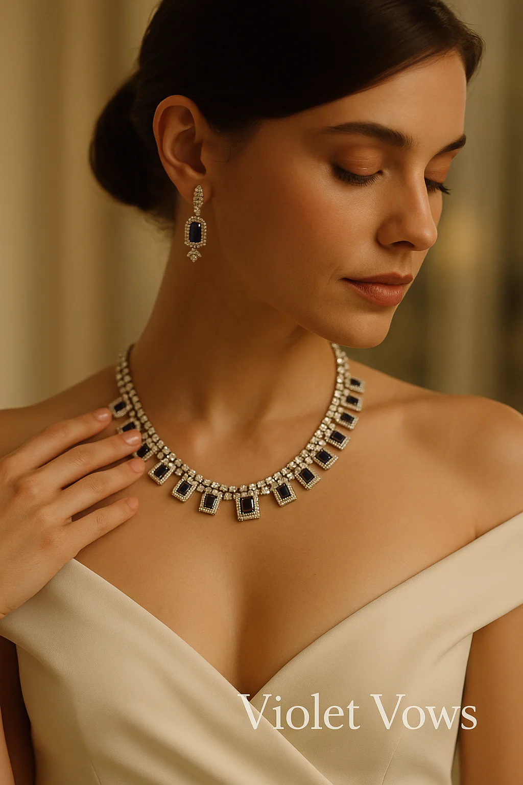 Luxury Gemstone Necklace Set – A Timeless Statement Piece - Blue - Image 5