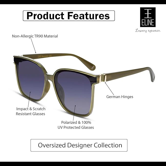 Luxury Green Square sunglasses For Women - Image 4