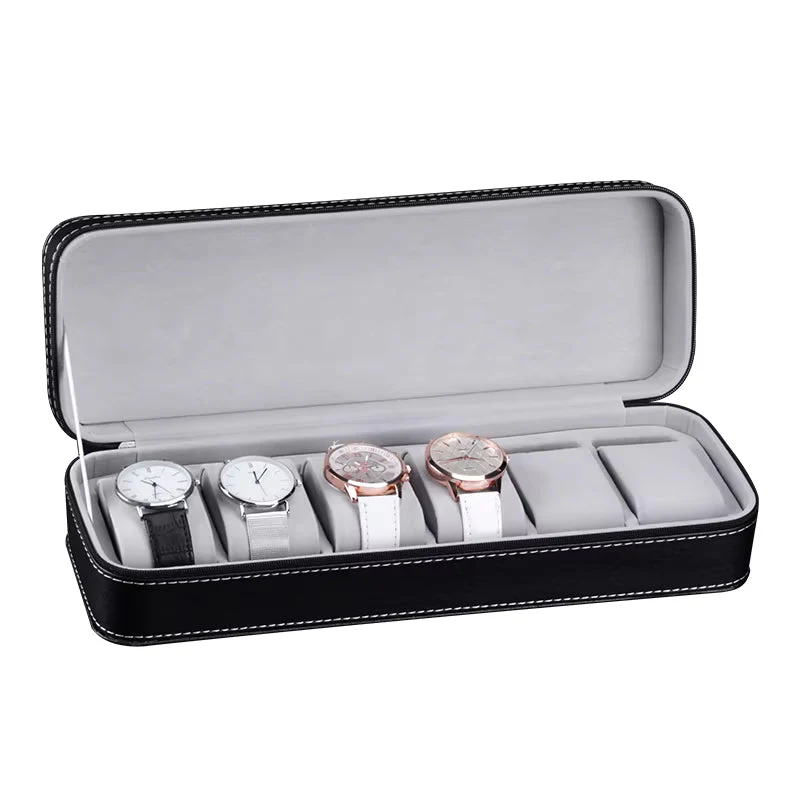 Luxury Leather Watch Box Premium 6 Slot Watch Organizer Box For Watch Collectors, Gifts 1 pc - Image 6