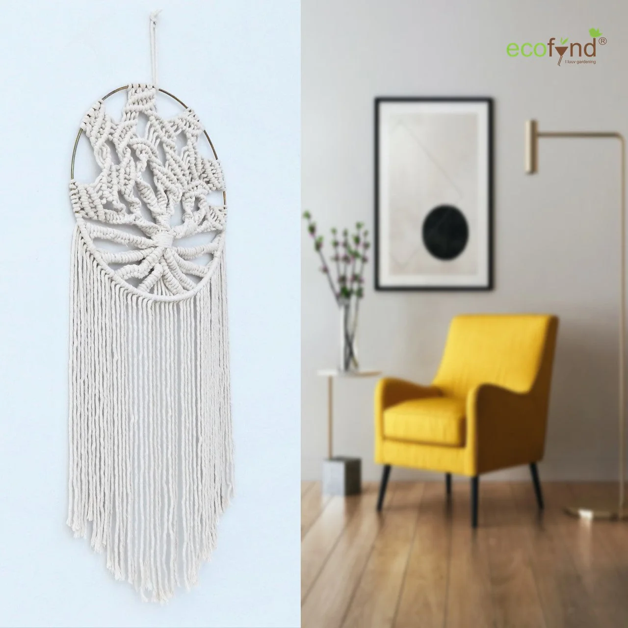 Macrame Dream Catcher With Golden Ring - Image 2