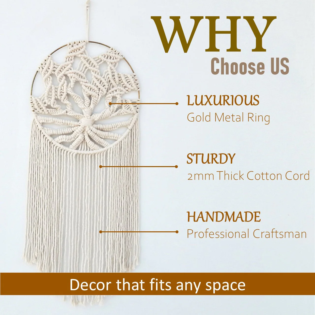 Macrame Dream Catcher With Golden Ring - Image 5