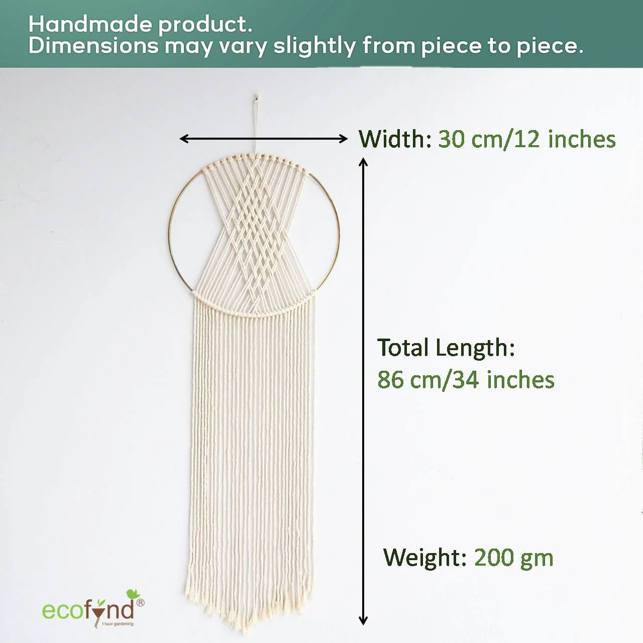 Macrame Dream Catcher With Golden Ring - Image 3