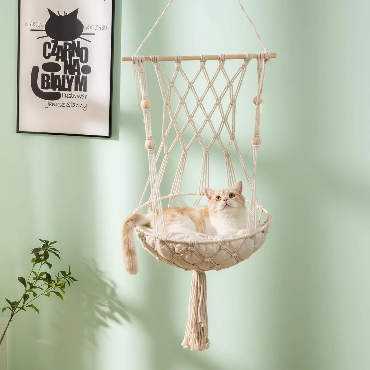 Macrame Hanging Cat Hammock (Without Bed) – Stylish Pet Furniture by Ecofynd