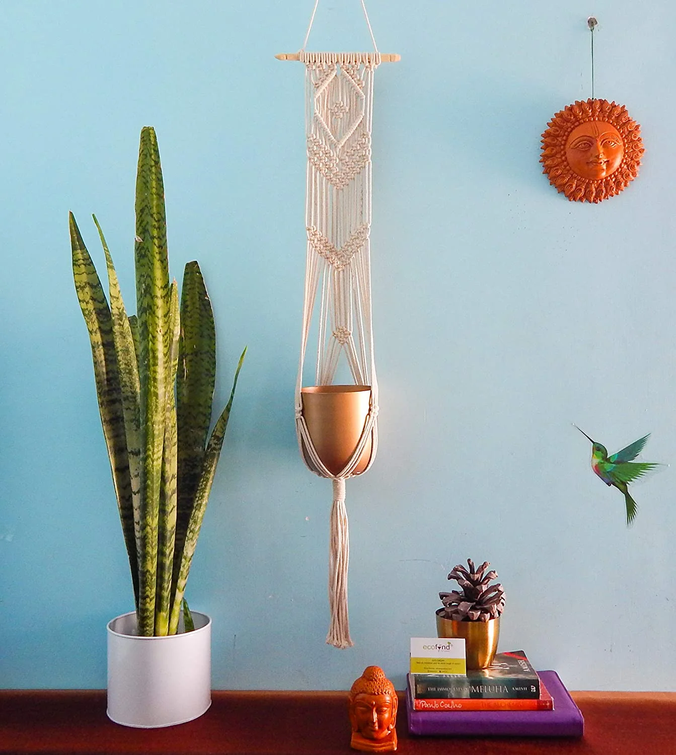 Macrame Plant Hanger with Pot - Image 2