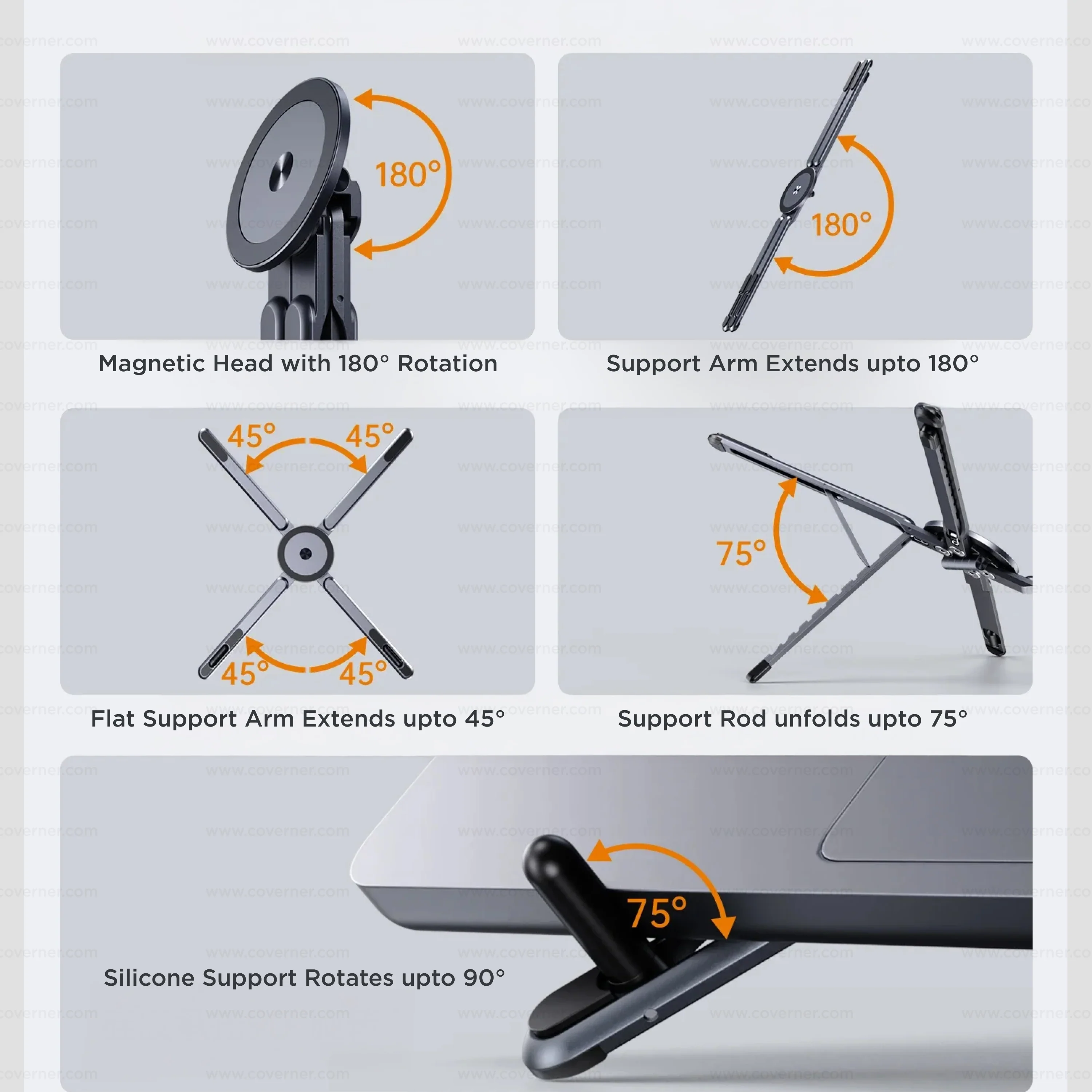 MagFlex Pro – Lightweight Strong MagSafe Adjustable Alloy Stand for Phone, Tablet & Laptop by Coverner India - Image 4