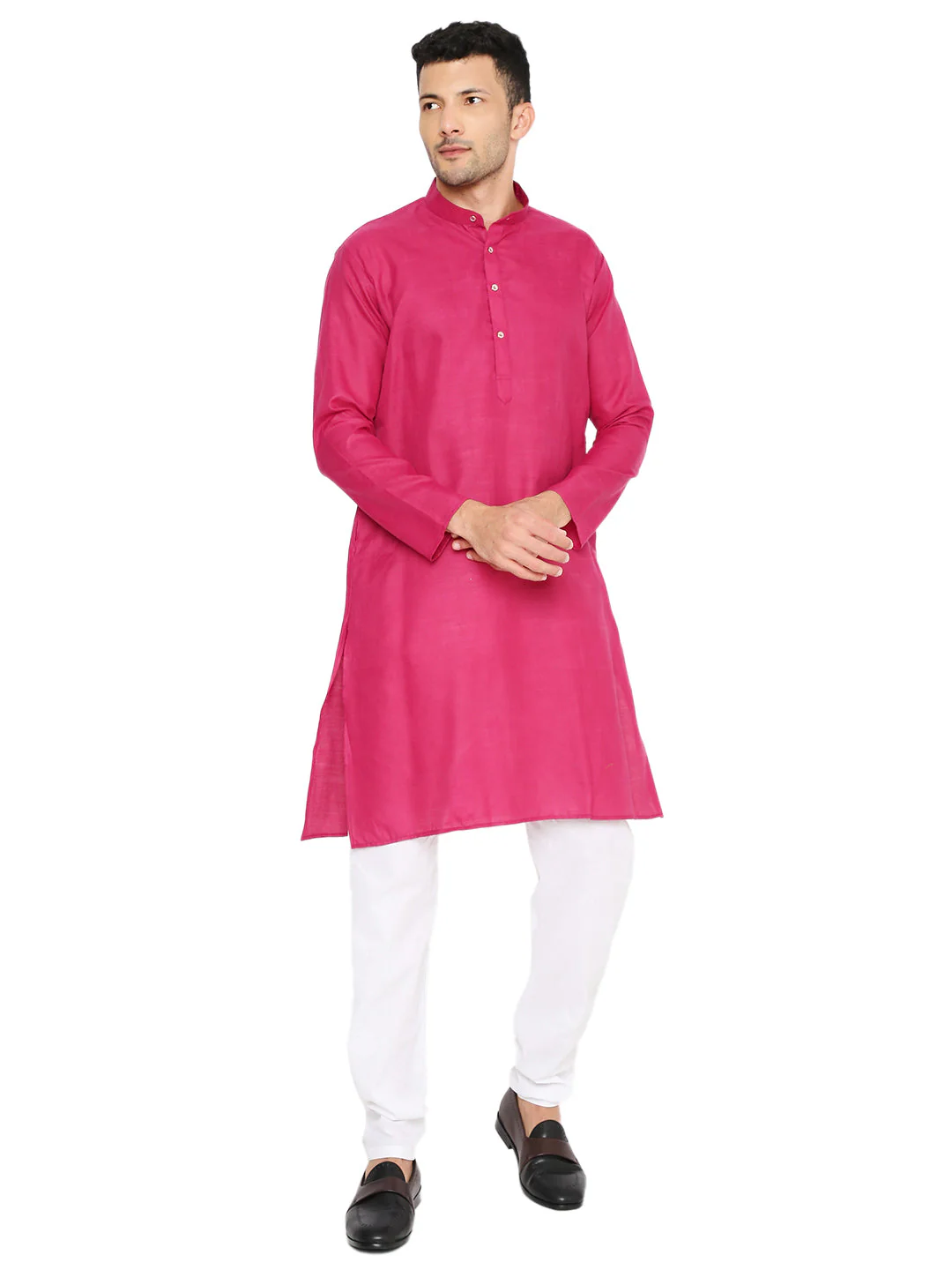 Magic Cotton Solid Kurta in Dark Pink - Image 9