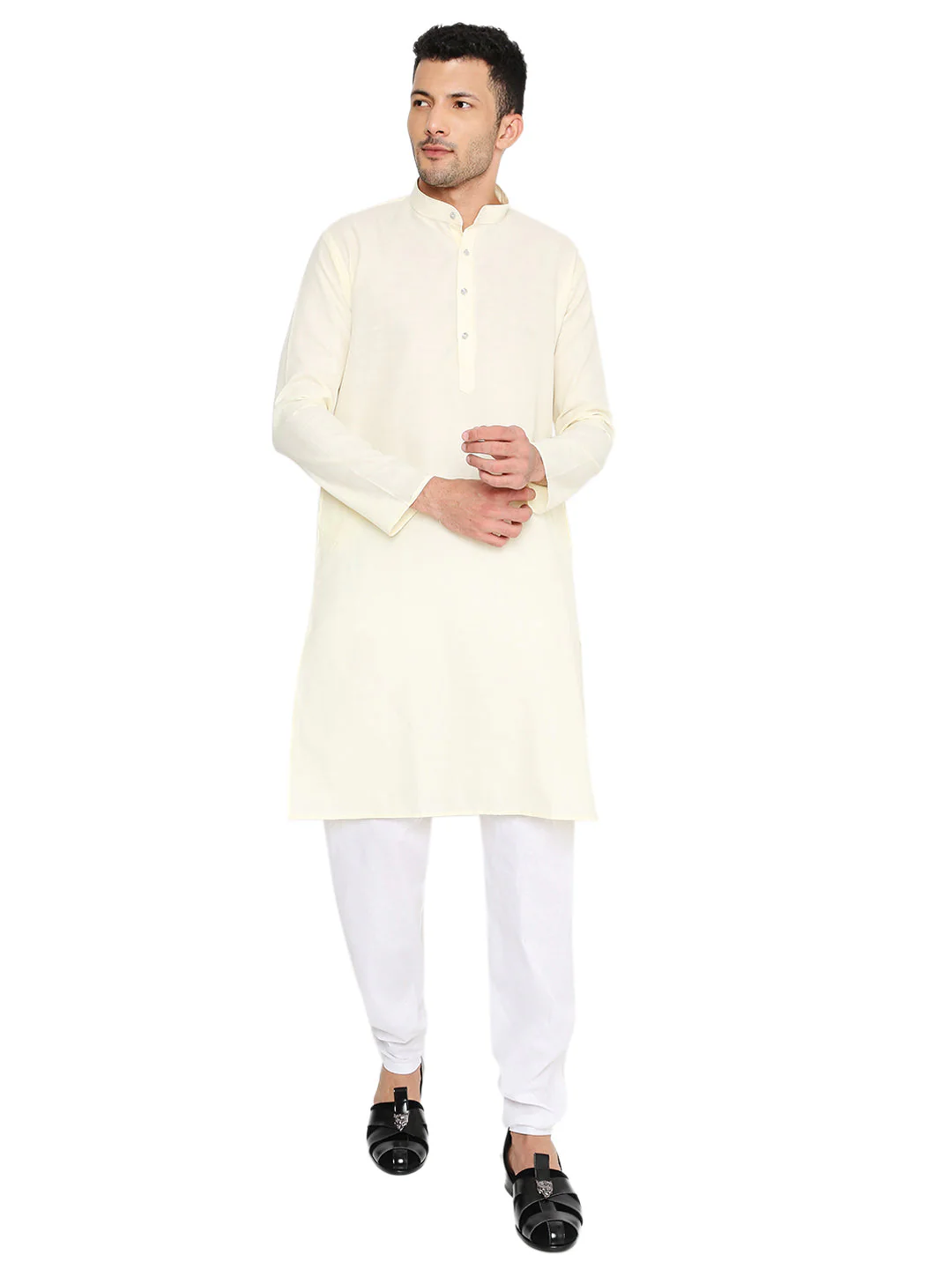 Magic Cotton Solid Kurta in Lemon Yellow