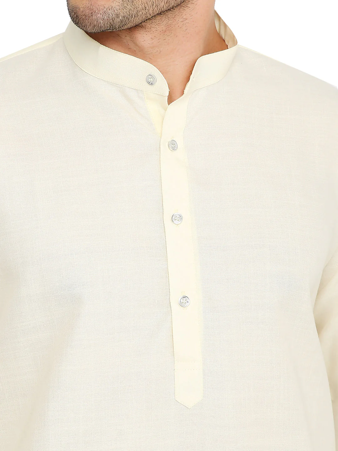 Magic Cotton Solid Kurta in Lemon Yellow - Image 5