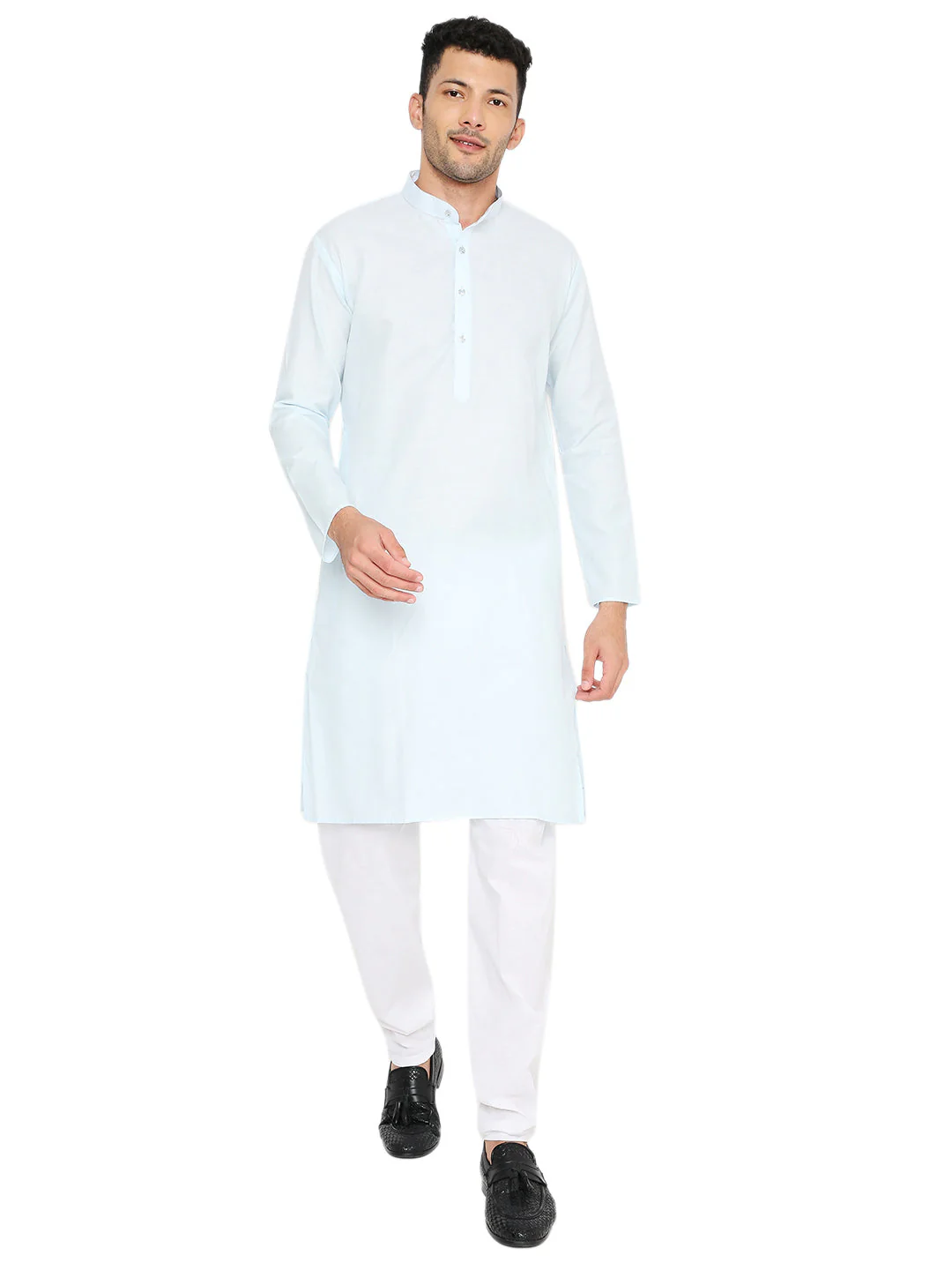 Magic Cotton Solid Kurta in Light Blue - Image 46