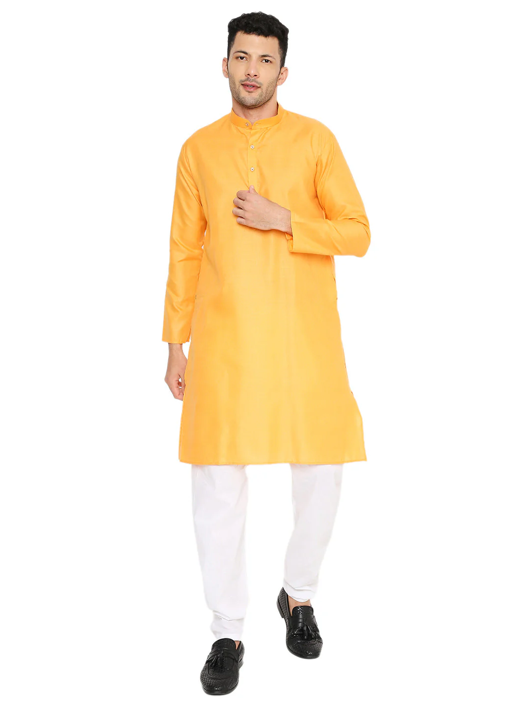 Magic Cotton Solid Kurta in Marigold - Image 33
