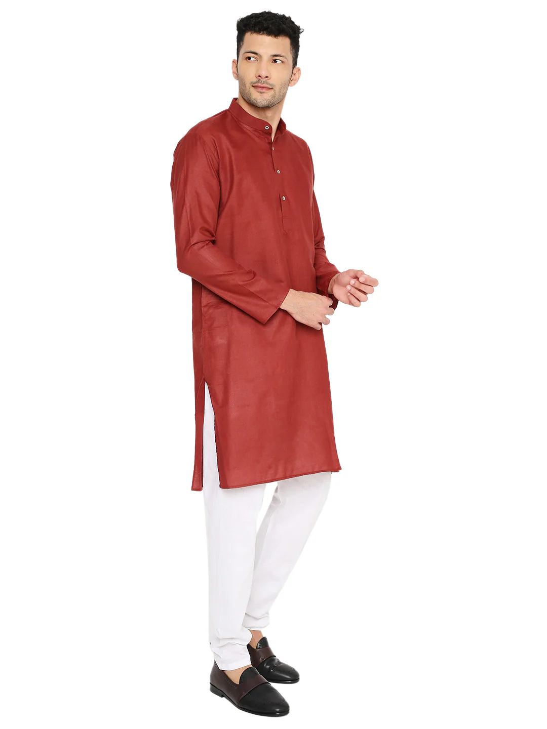 Magic Cotton Solid Kurta in Maroon - Image 4
