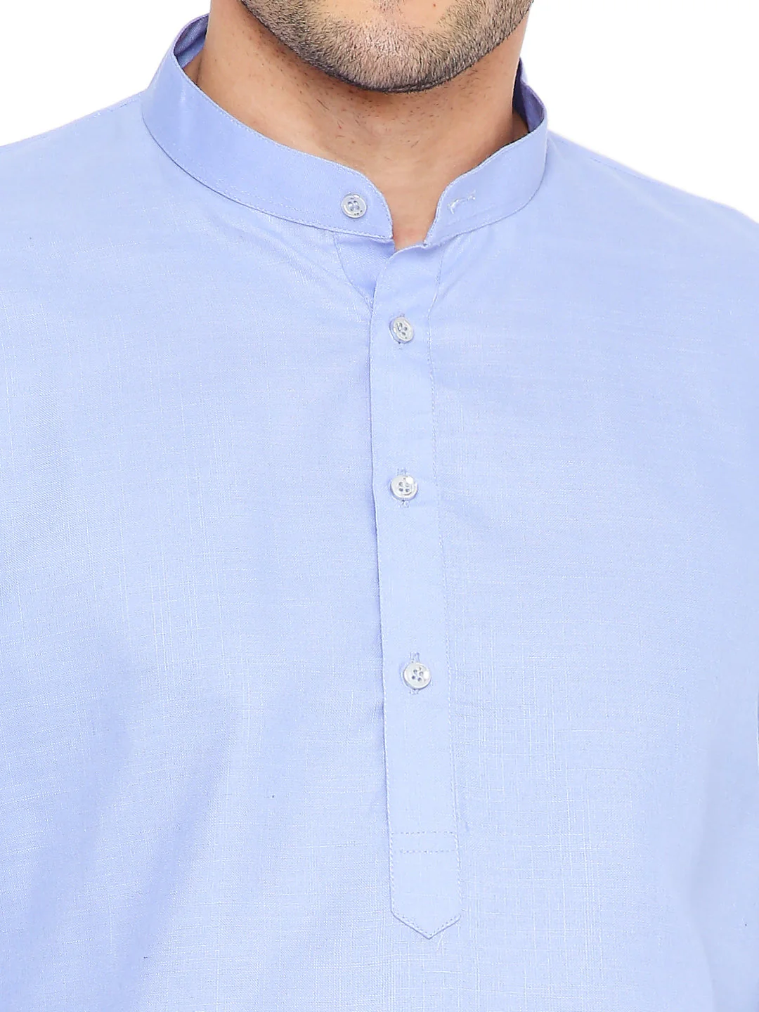Magic Cotton Solid Kurta in Sky Blue - Image 5
