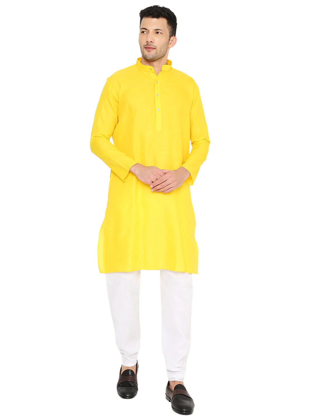 Magic Cotton Solid Kurta in Yellow - Image 113