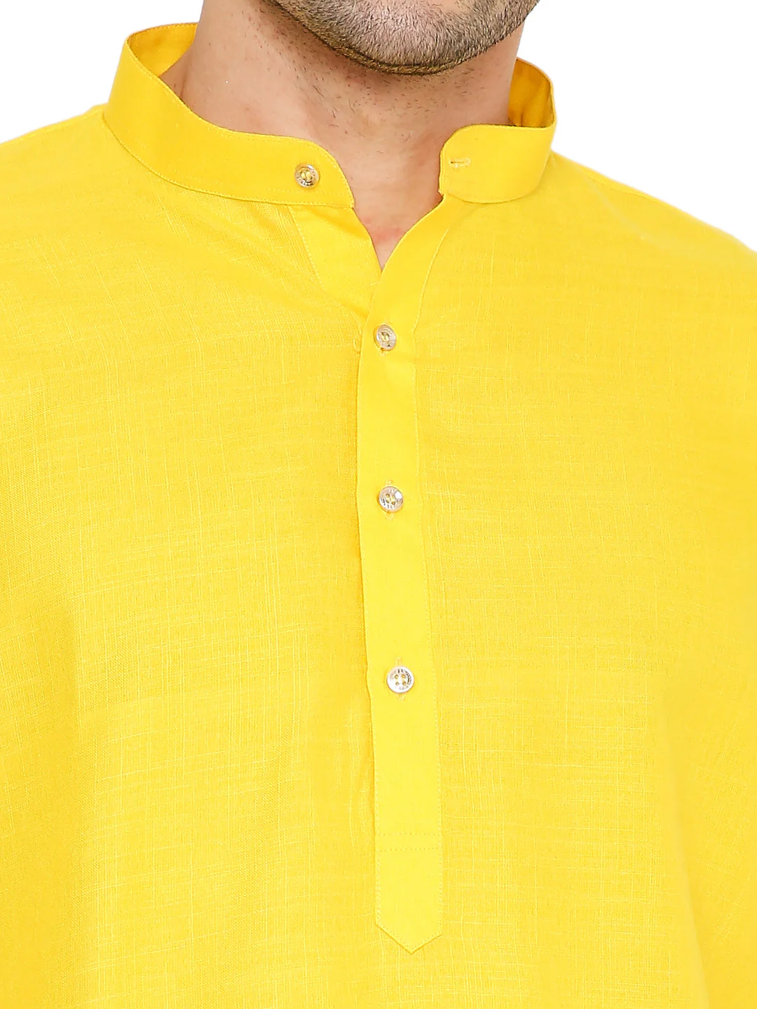 Magic Cotton Solid Kurta in Yellow - Image 5