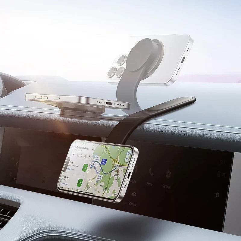 Magnum: Sleek Memory Metal 15W MagSafe Wireless Car Charger & Magnetic Phone Holder with Ultra-Strong Grip, Flexible Aluminum Bendable Arm & Dashboard Mount - Image 12