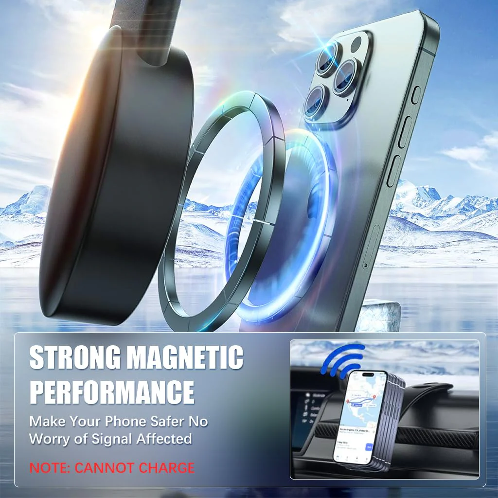 Magnum: Sleek Memory Metal 15W MagSafe Wireless Car Charger & Magnetic Phone Holder with Ultra-Strong Grip, Flexible Aluminum Bendable Arm & Dashboard Mount - Image 2