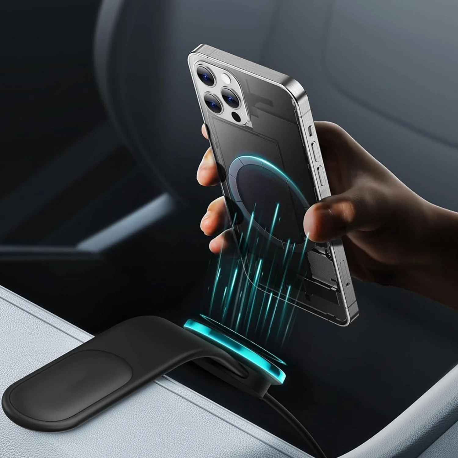 Magnum: Sleek Memory Metal 15W MagSafe Wireless Car Charger & Magnetic Phone Holder with Ultra-Strong Grip, Flexible Aluminum Bendable Arm & Dashboard Mount - Image 4