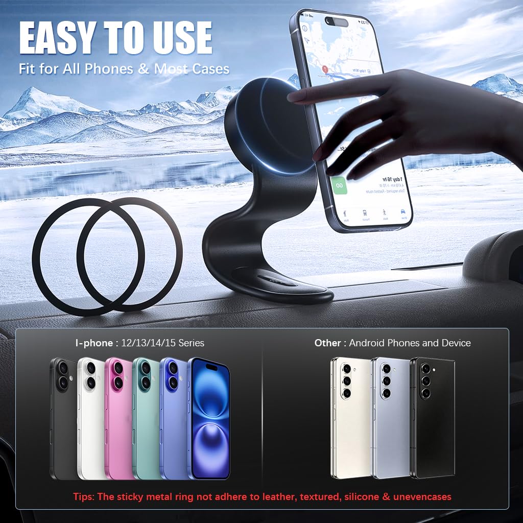 Magnum: Sleek Memory Metal 15W MagSafe Wireless Car Charger & Magnetic Phone Holder with Ultra-Strong Grip, Flexible Aluminum Bendable Arm & Dashboard Mount - Image 7