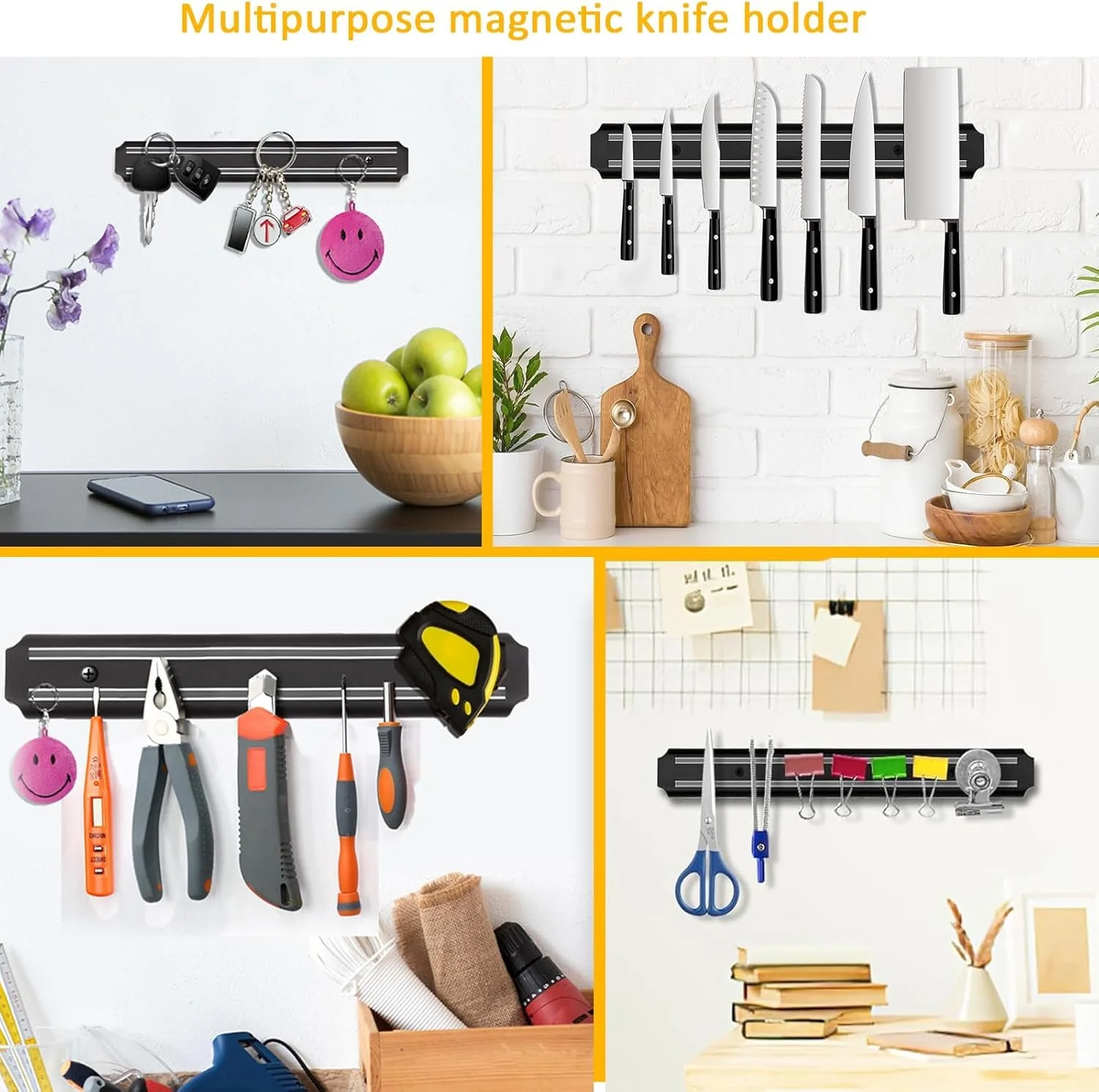 MagSlice: Magnetic Knife Holder for Wall, Sleek Kitchen Storage Rack for Knives, Utensils & Metal Tools with Strong Grip - Image 3