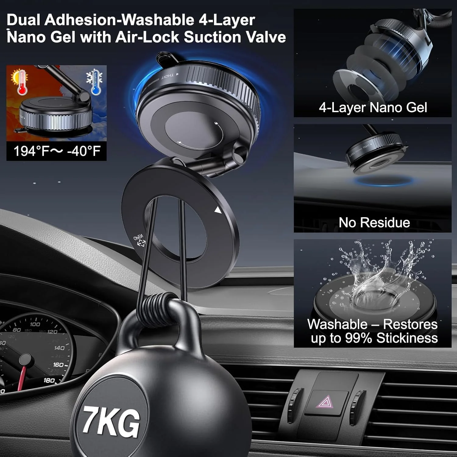 MagStik: Magnetic Vacuum Suction Phone Mount, 360° Rotating Car Phone Holder with Hands-Free Secure Grip for Dashboard, Windshield, Gym & Mirror - Image 8