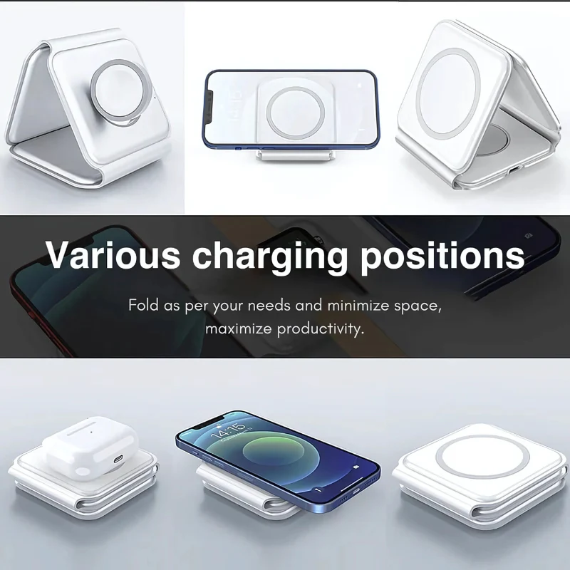 MagTrio: 3-in-1 Foldable MagSafe & Qi2 Compatible Wireless Charger with 15W Fast Charging for iPhone, AirPods & Apple Watch - Image 10