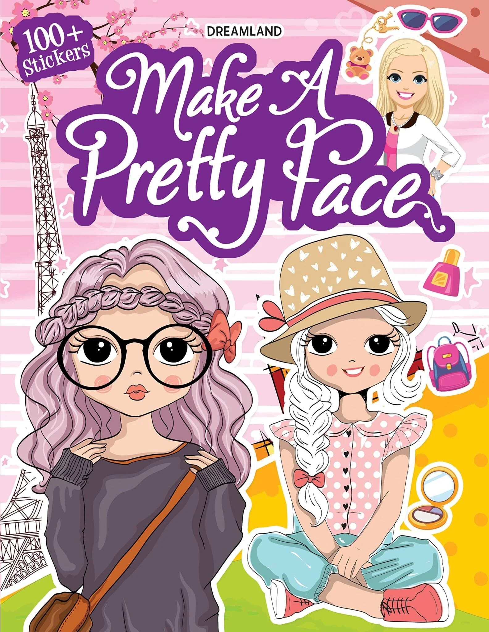 Make A Pretty Face with 160+ Stickers- Colouring and Sticker Activity Book for Kids Age 3 -6 years