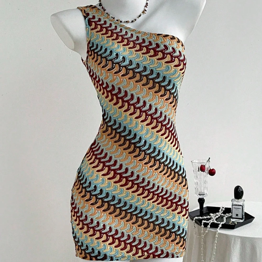 Malia Multicolor Knit Short Dress - Image 2
