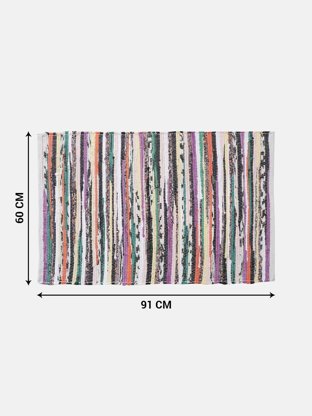 Many Colored Rectangle Shape Cotton Rug For Vibrant Atmosphere - Image 4