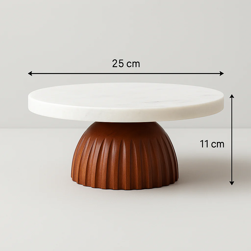 Marble wooden base cake and pastry stand - Image 3