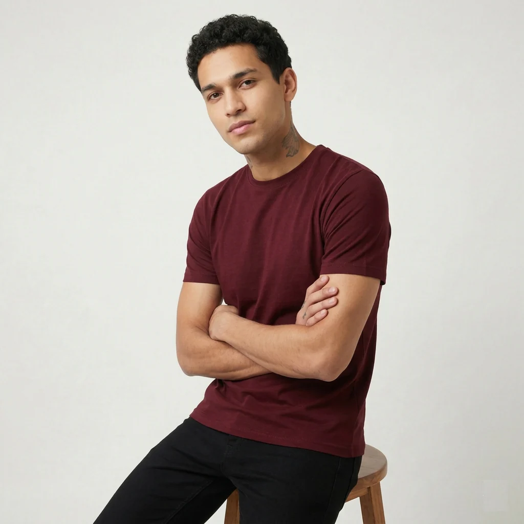 Maroon, Black & Grey Pack Of 3 T-Shirt - Image 2
