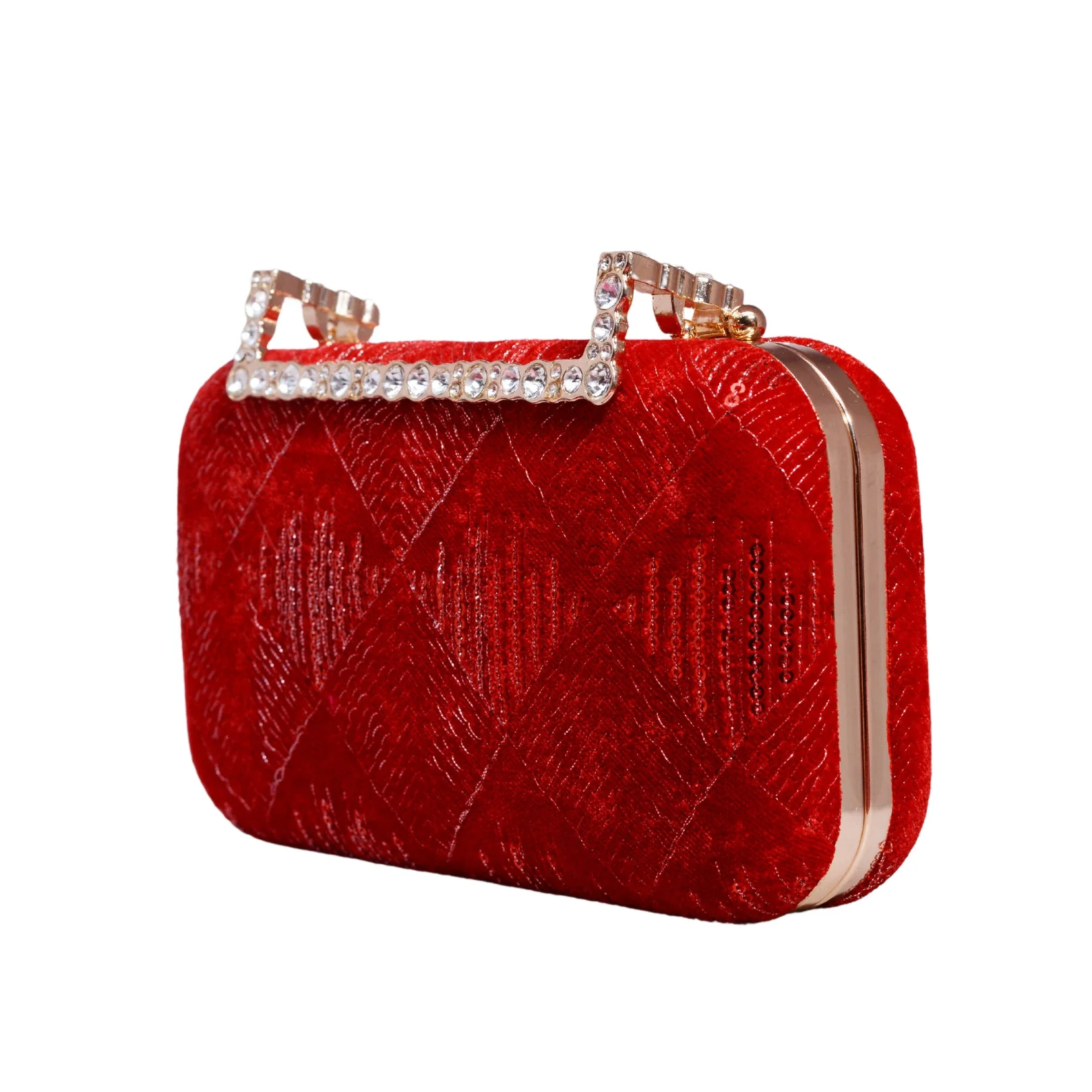Maroon Sequins Fabric Clutch - Image 3