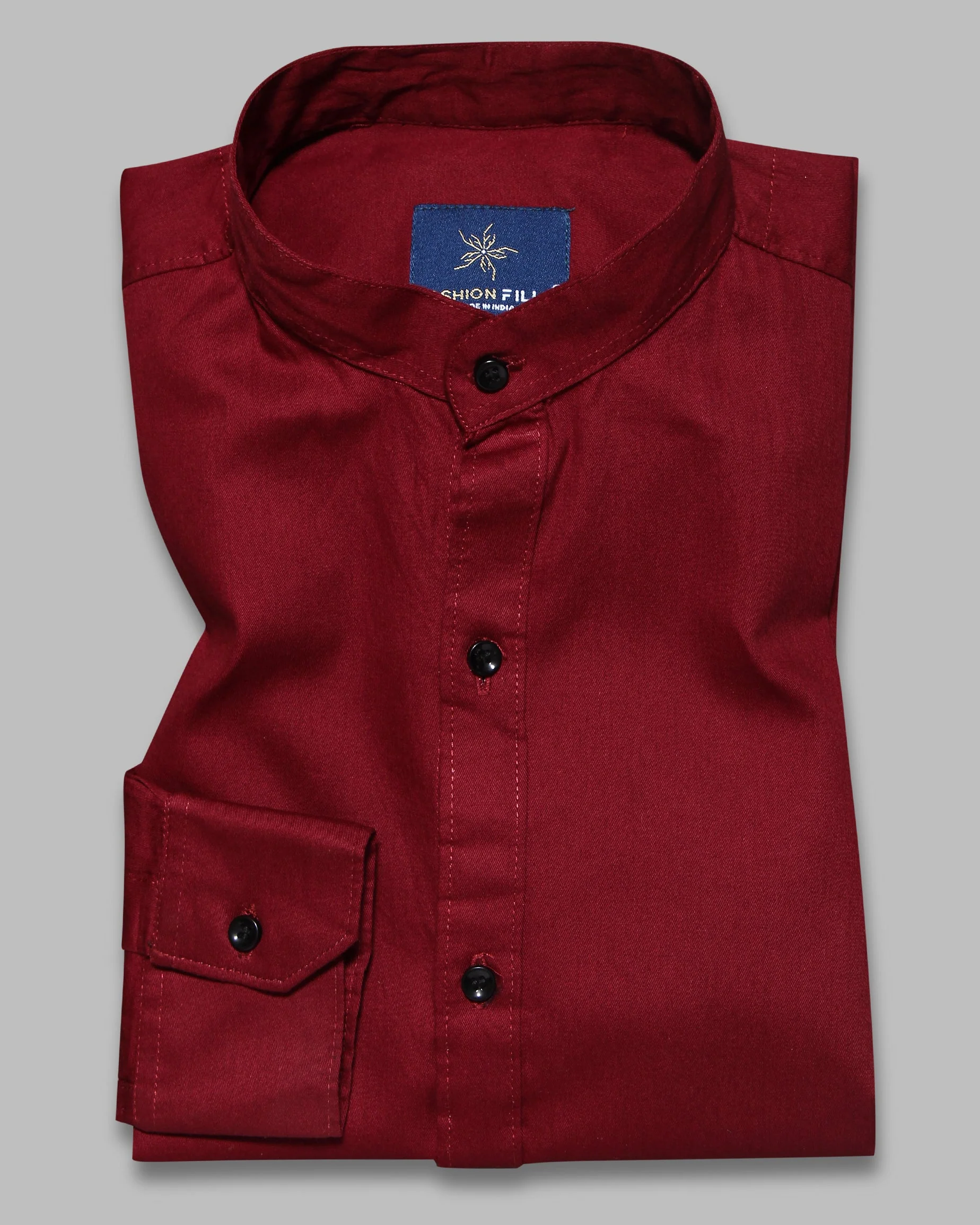 Marron Super Soft Kurta Collar Premium Cotton Shirt - Image 4
