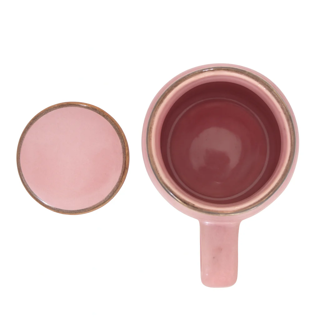 Mason Jar | Baby Pink Ceramic Mug with Lid | 420ml - Image 4