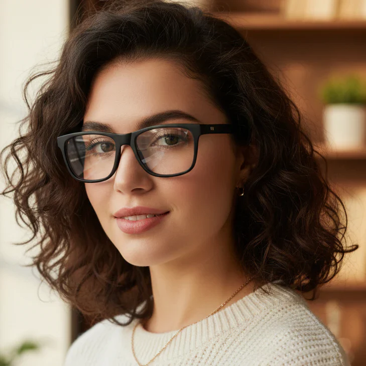 Matt Black Rectangular Eyeglasses & Computer Glasses For Men & Women