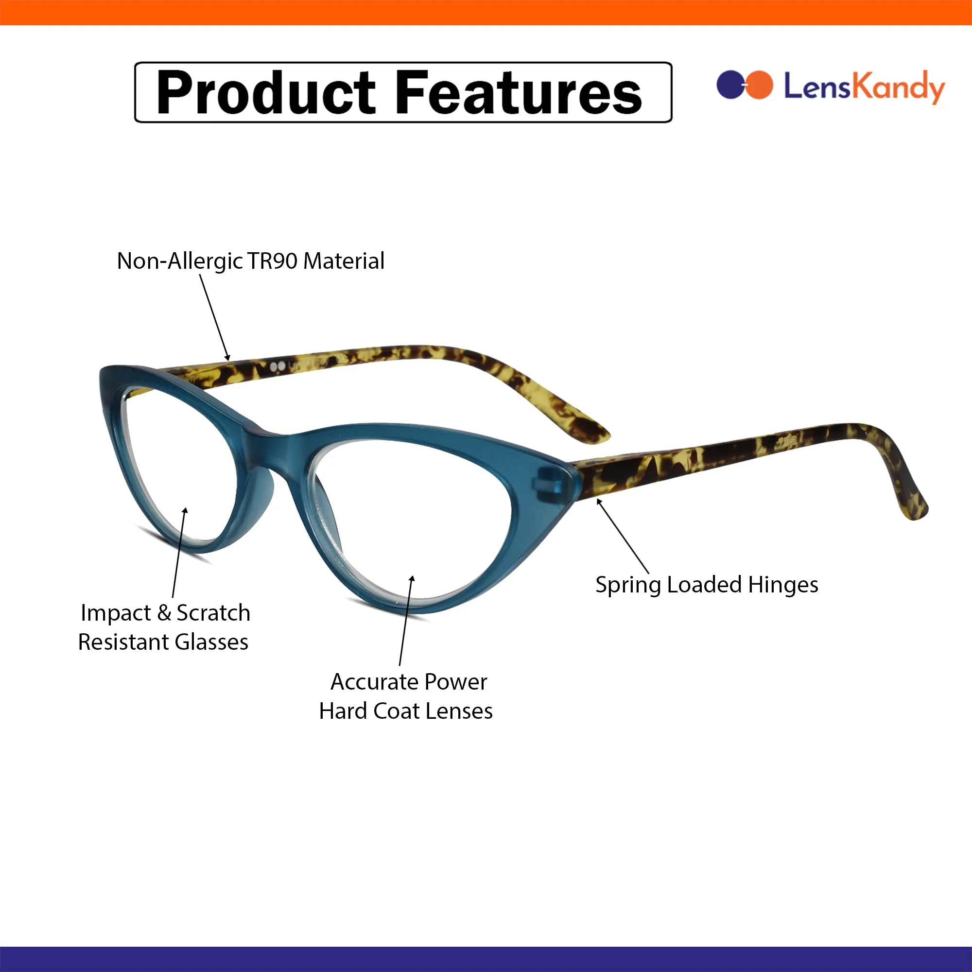 Matt Blue Cat Eye Reading Glasses For Women - Image 4