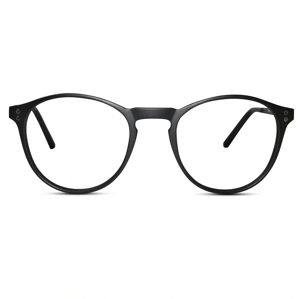 matt Blue Transparent Round Clip On Eyeglasses For Men & Women - Image 7