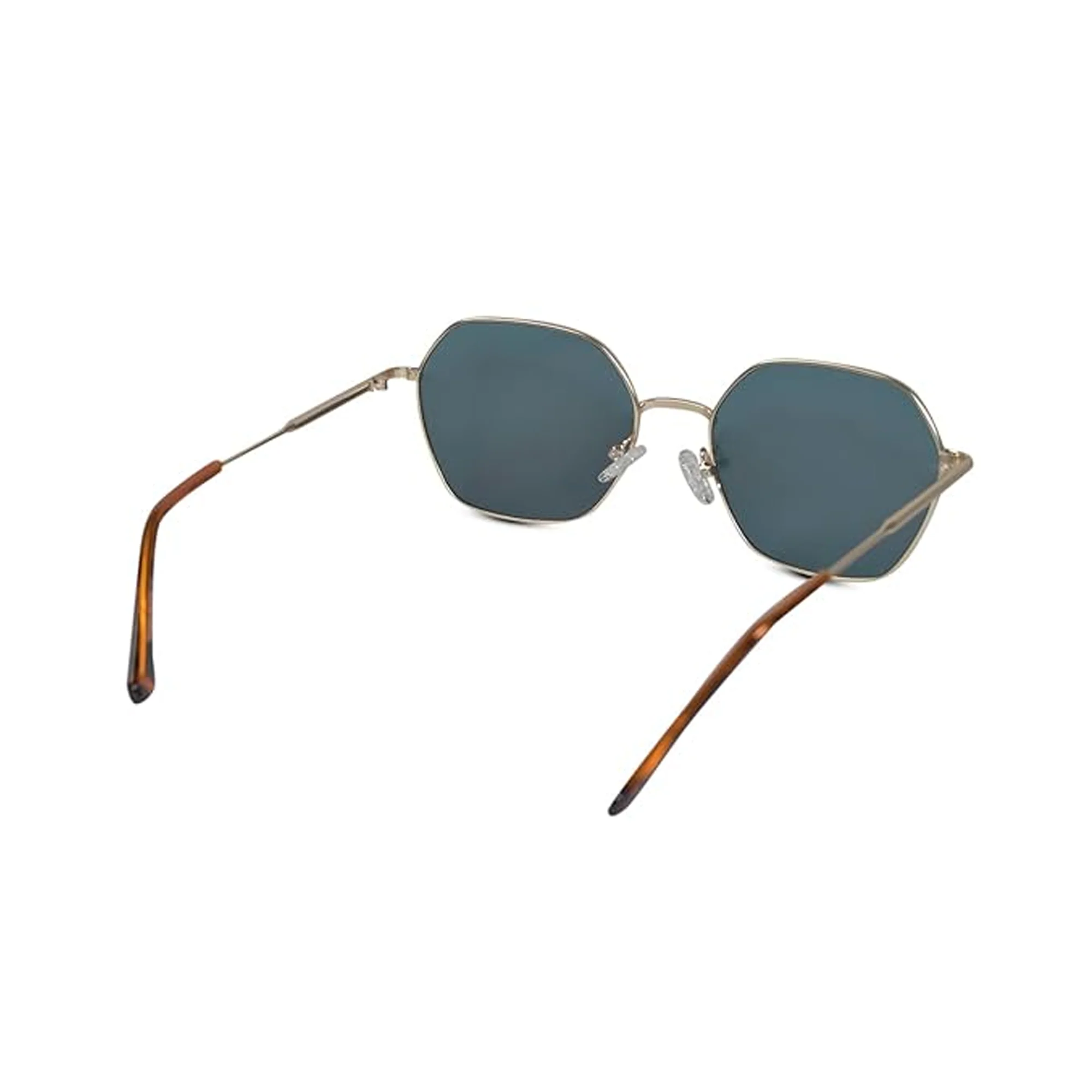 Matt Gold Hexagonal Pink Mirror Sunglasses - Image 3