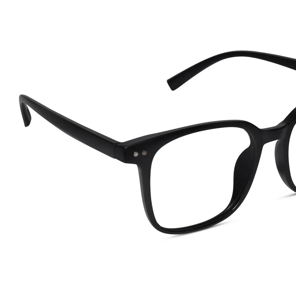 Matt Grey Square Eyeglasses For Men & Women - Image 9