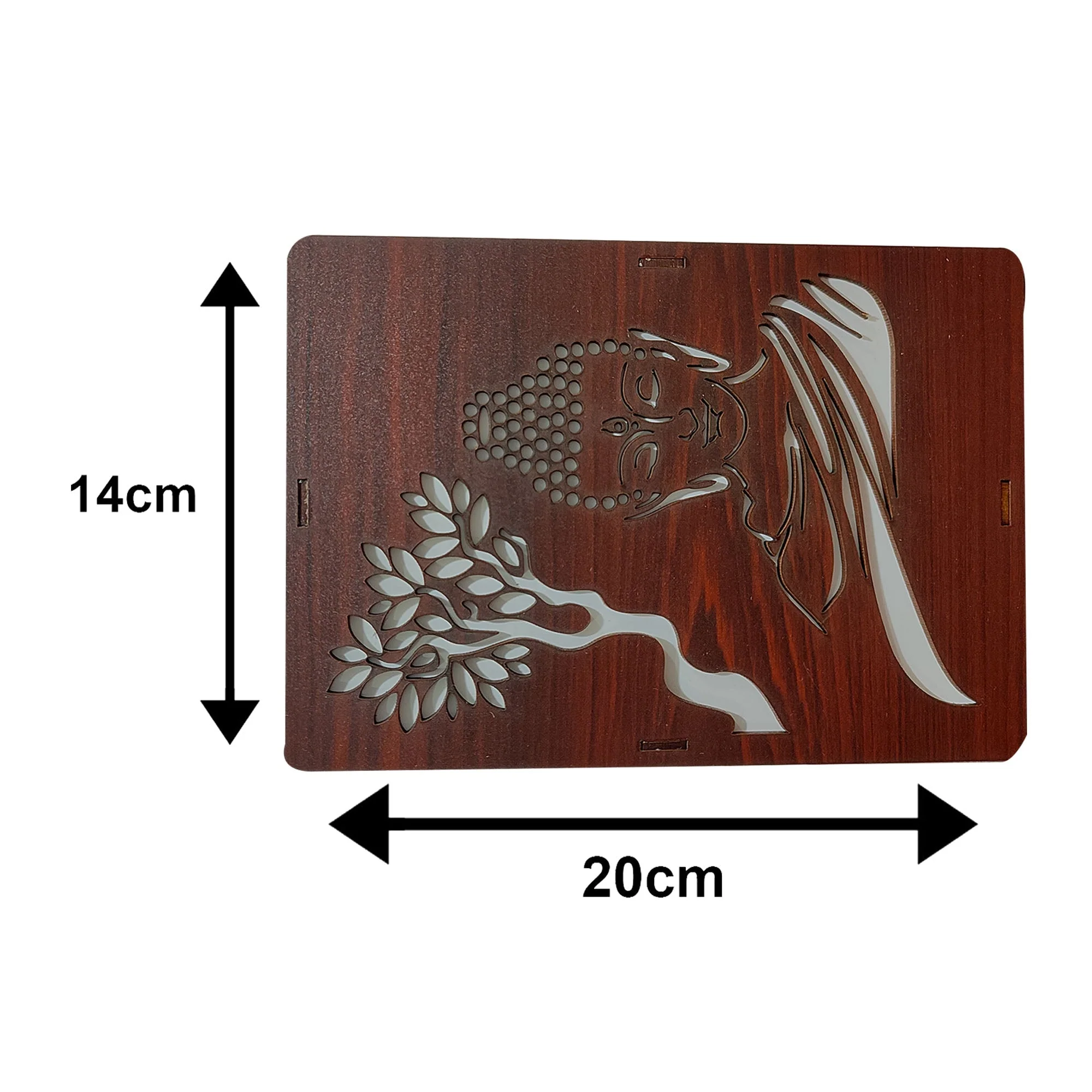 MDF Wood Art Work Led Frame Wooden Color with Laser Cut Finish (Led Lord Buddha Frame) - Image 3