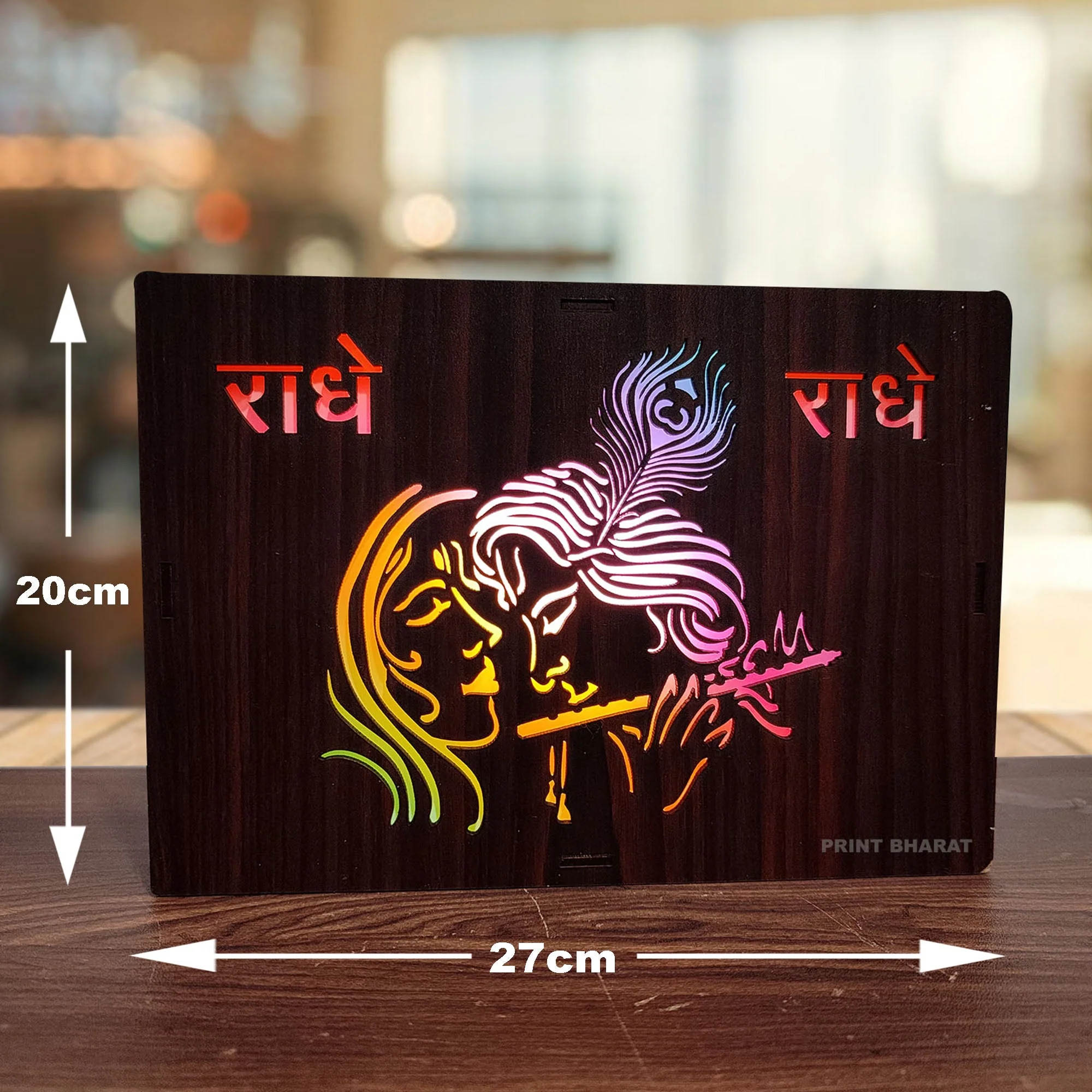 MDF Wood Art Work Led Frame Wooden Color with Laser Cut Finish (Led Radhe Krishna Frame) - Image 7