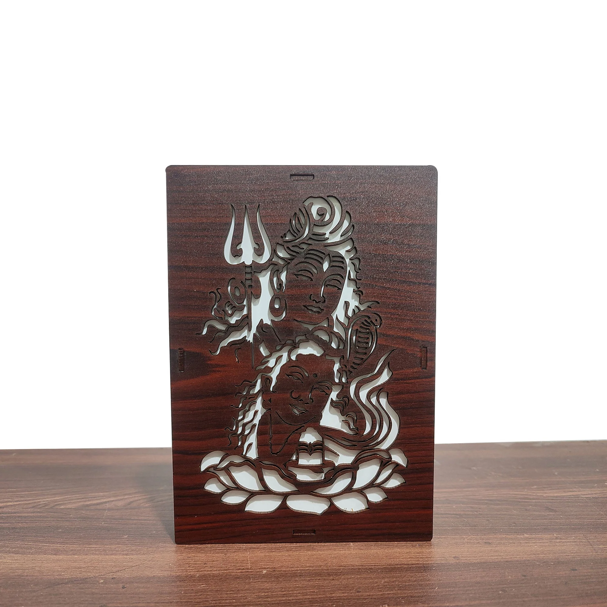 MDF Wood Art Work Led Frame Wooden Color with Laser Cut Finish (Led Shivji Frame) - Image 2