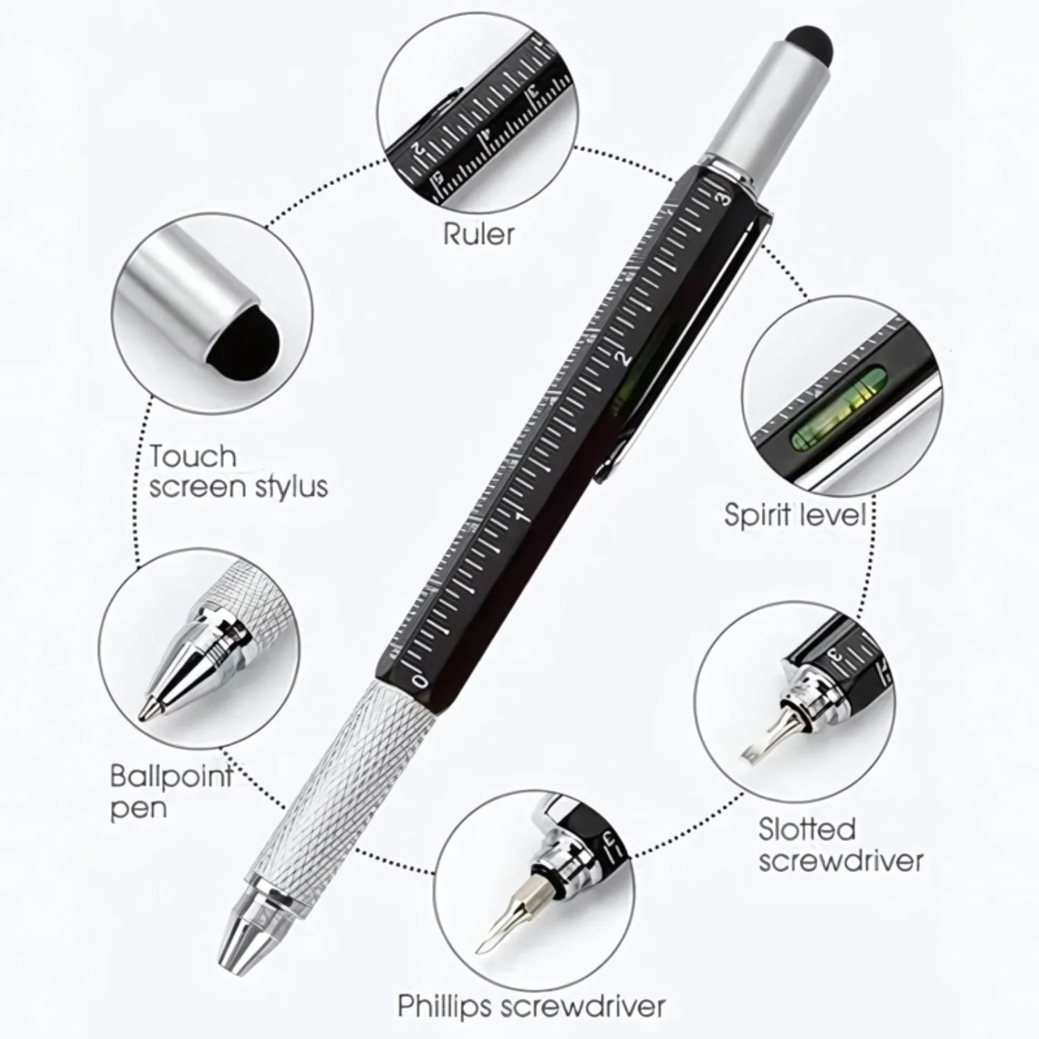 Mech: 5-in-1 Multifunction Tool Pen, Ballpoint Pen with Screwdriver, Touch Stylus, Ruler, Spirit Level & Multi-Tool Functions for Everyday Use & Gifting - Image 3
