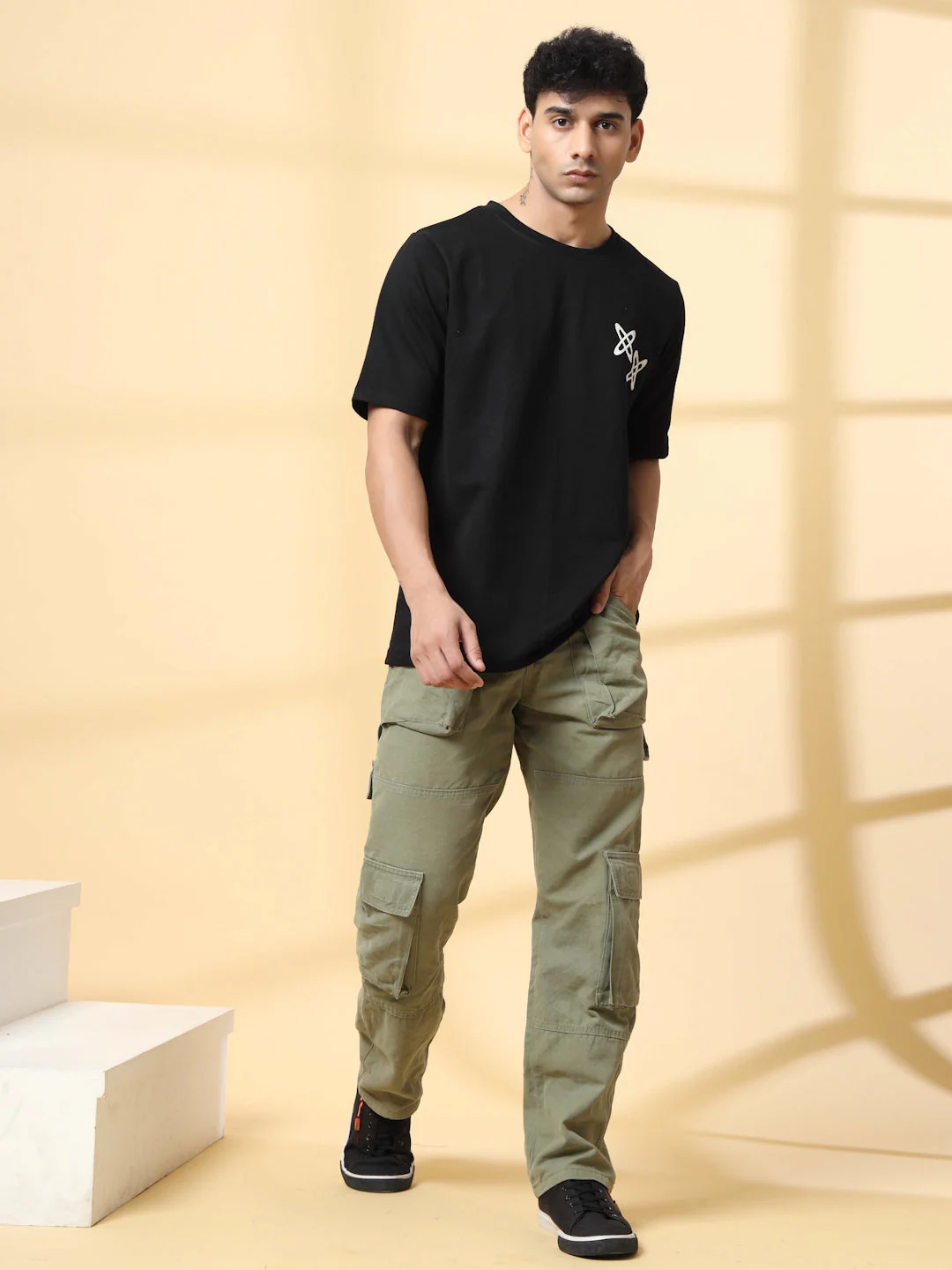 Men Black Typography Oversized T-shirt - Image 2