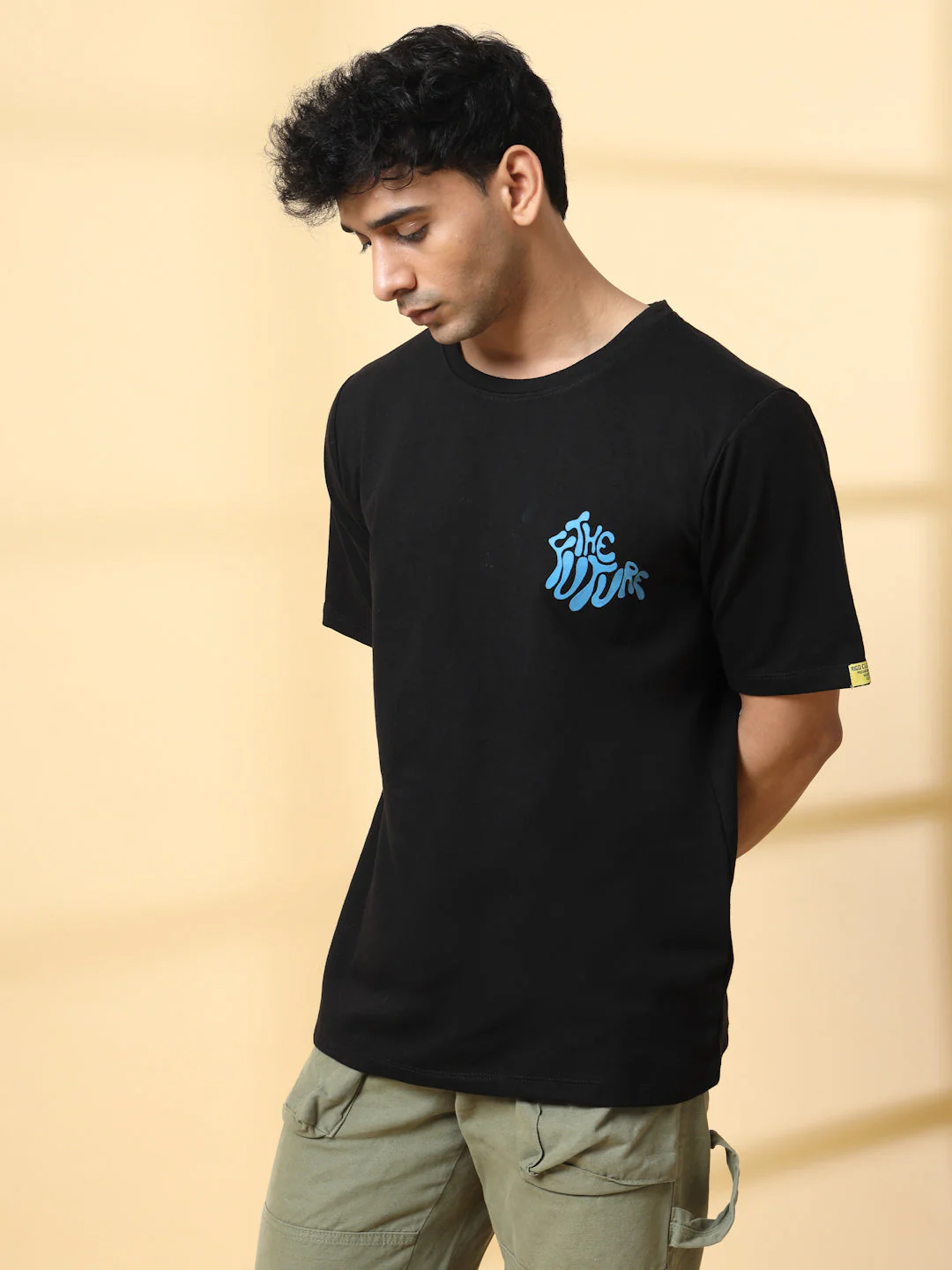 Men Black Typography Oversized T-shirt - Image 3