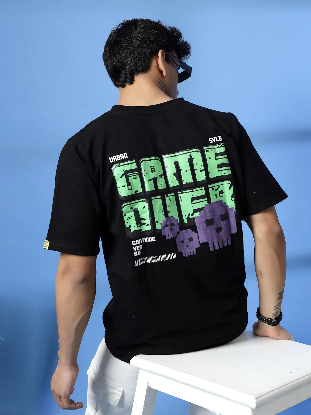 Men Game Over Purple Oversized Graphic T-shirt - Image 11