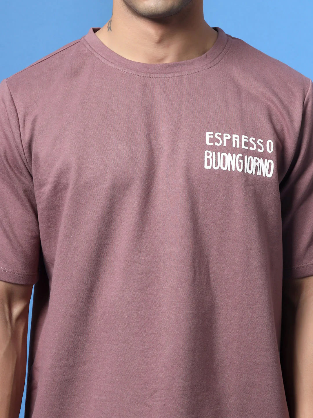 Men Mauve Typography Oversized T-shirt - Image 5
