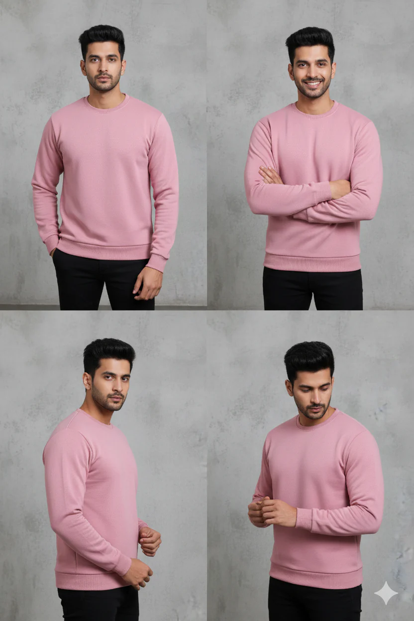 Men’s Solid Sweatshirt | Heavy 3-Thread Winter Sweatshirt | Warm & Comfortable - Image 6