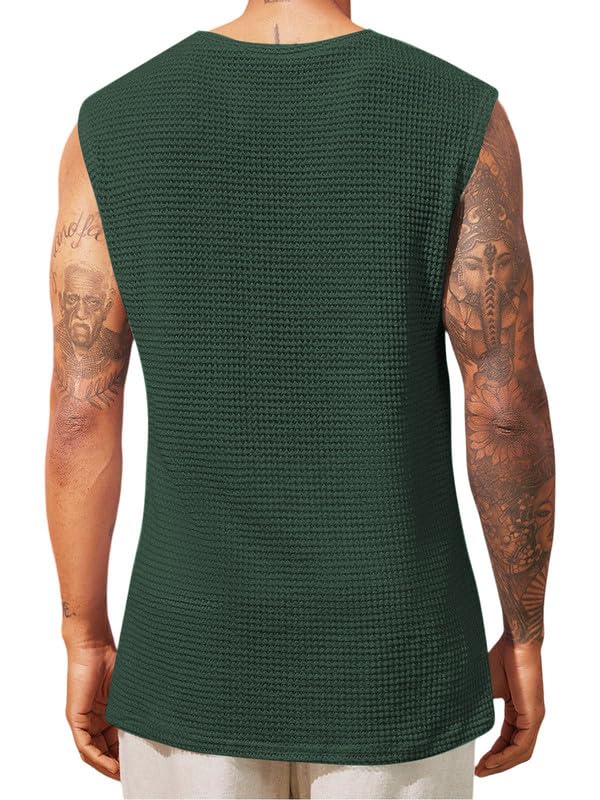 Men's Textured Sleeveless T-Shirt | Waffle Knit Casual Vest (Pack of 3) - Image 5