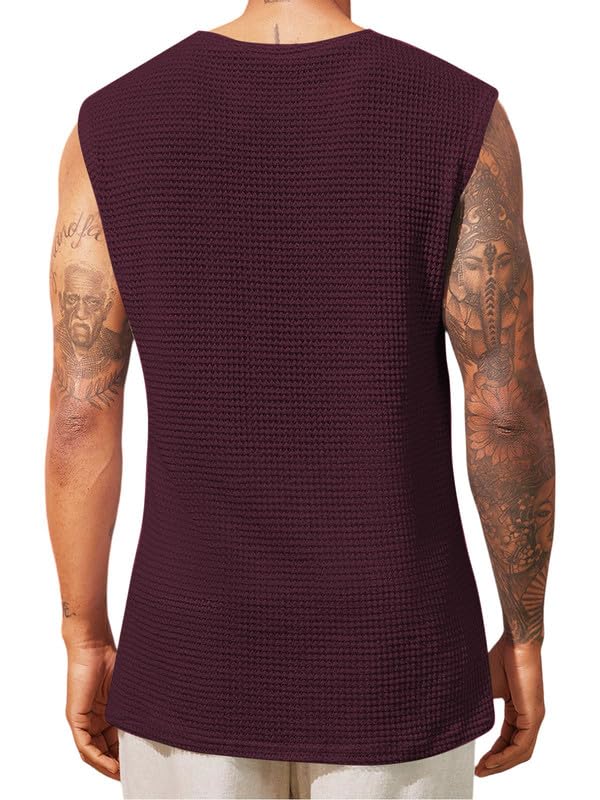 Men's Textured Sleeveless T-Shirt | Waffle Knit Casual Vest (Pack of 3) - Image 5