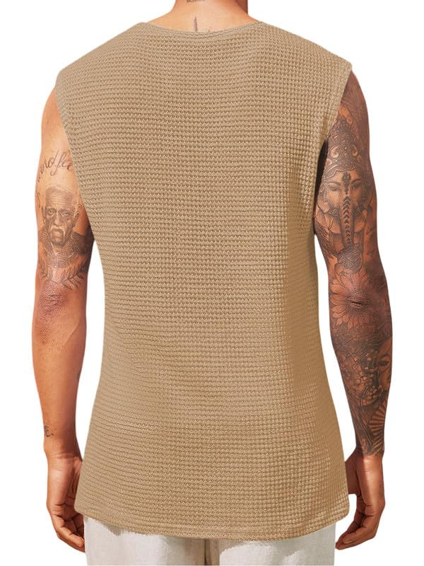 Men's Textured Sleeveless T-Shirt | Waffle Knit Casual Vest (Pack of 3) - Image 5